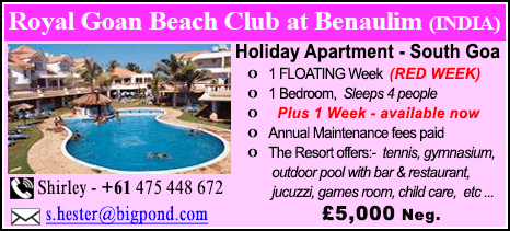Royal Goan Beach Club at Benaulim - £5000